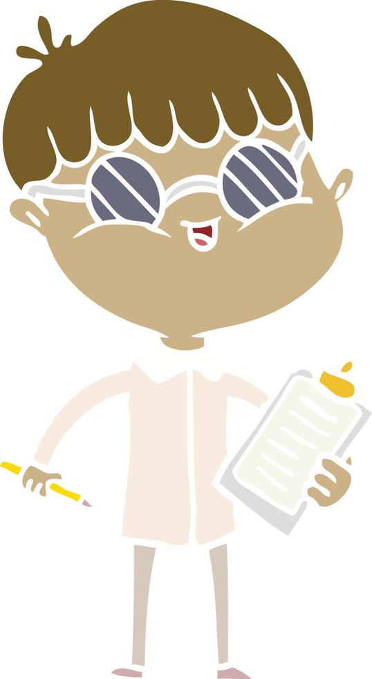 niño de dibujos animados de estilo de color plano con gafas vector