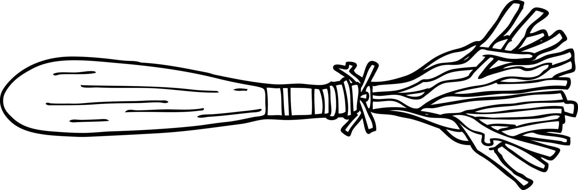 line drawing cartoon magic broom sticks vector
