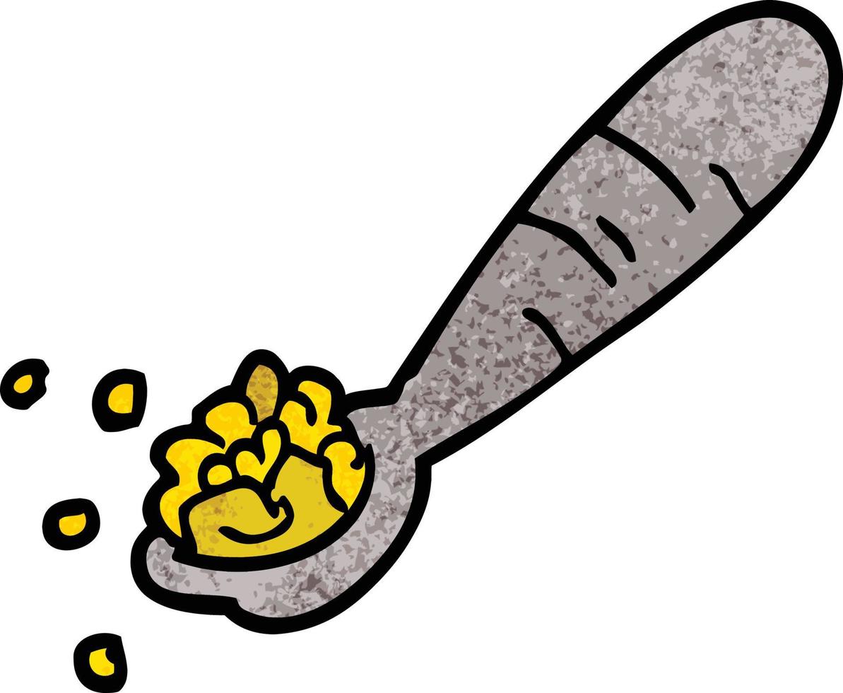 cartoon doodle spoon of cereal vector