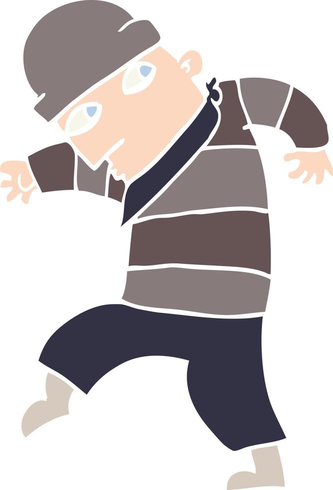 flat color style cartoon sneaking thief vector