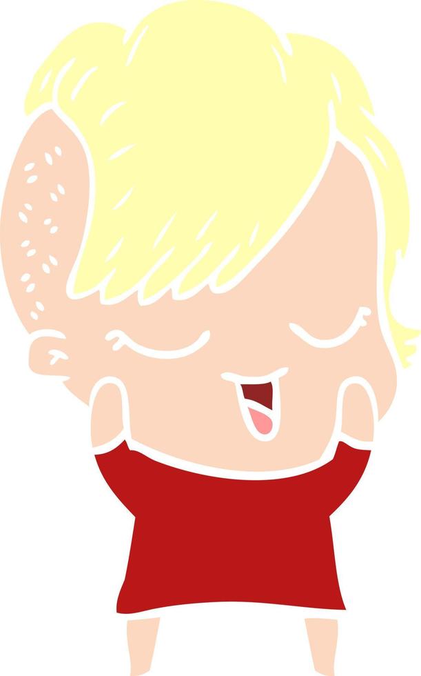 happy flat color style cartoon girl vector