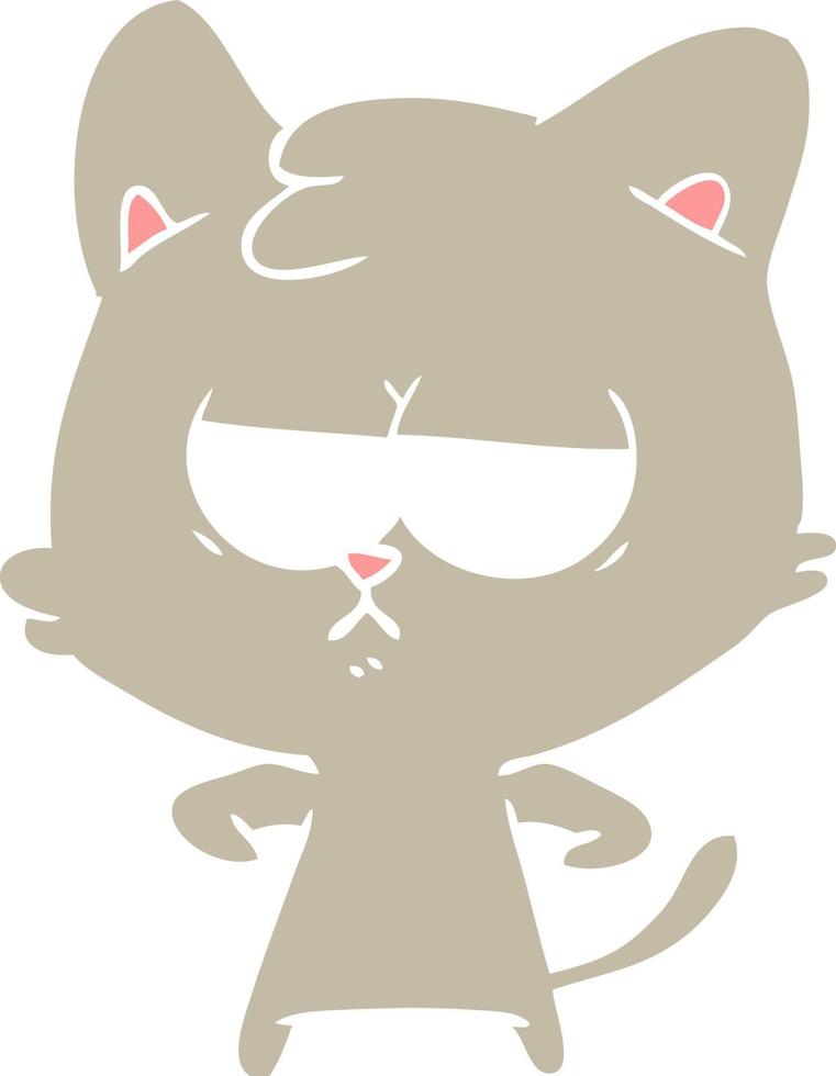 gato de dibujos animados de estilo de color plano aburrido vector