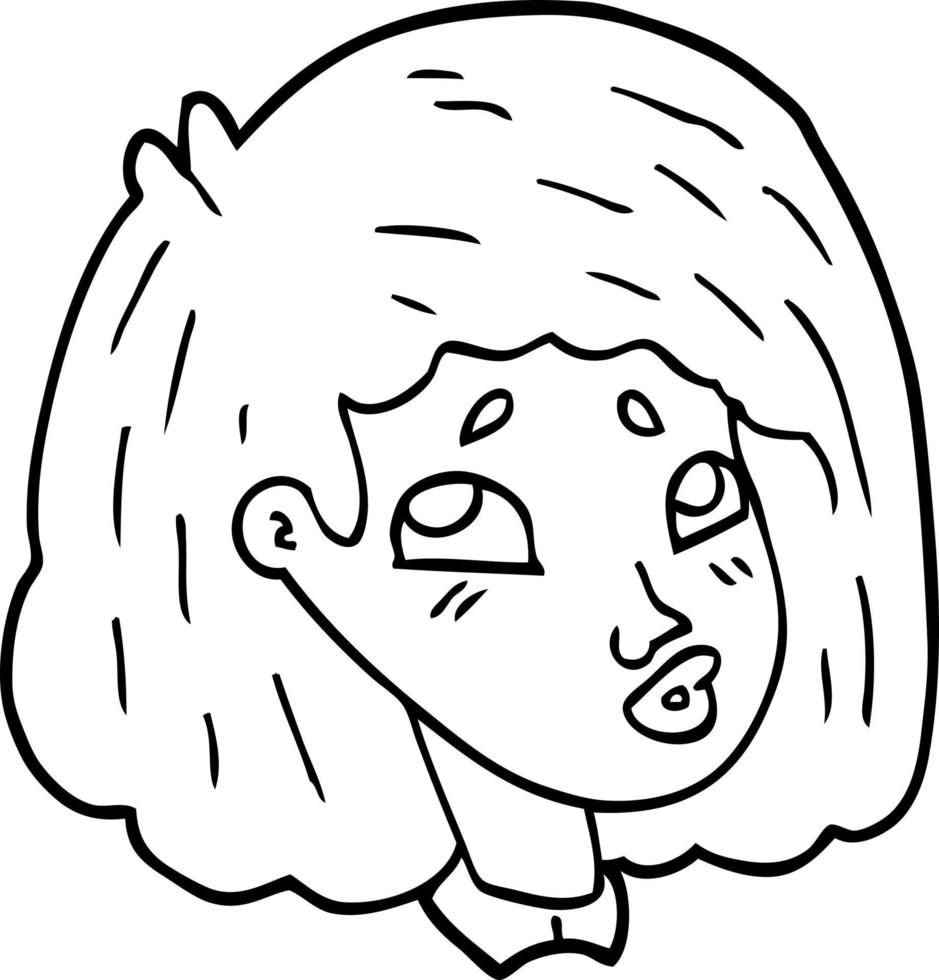 cara de dibujos animados de dibujo lineal de una niña vector
