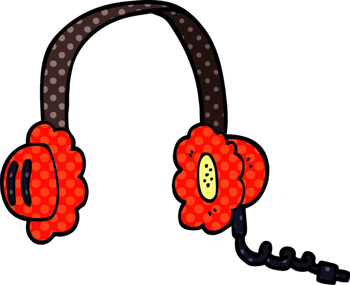 cartoon doodle music headphones vector
