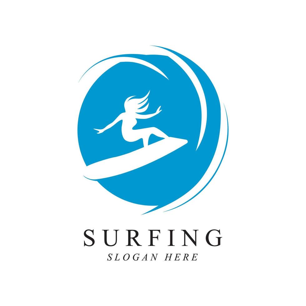 surfing logo vector template design