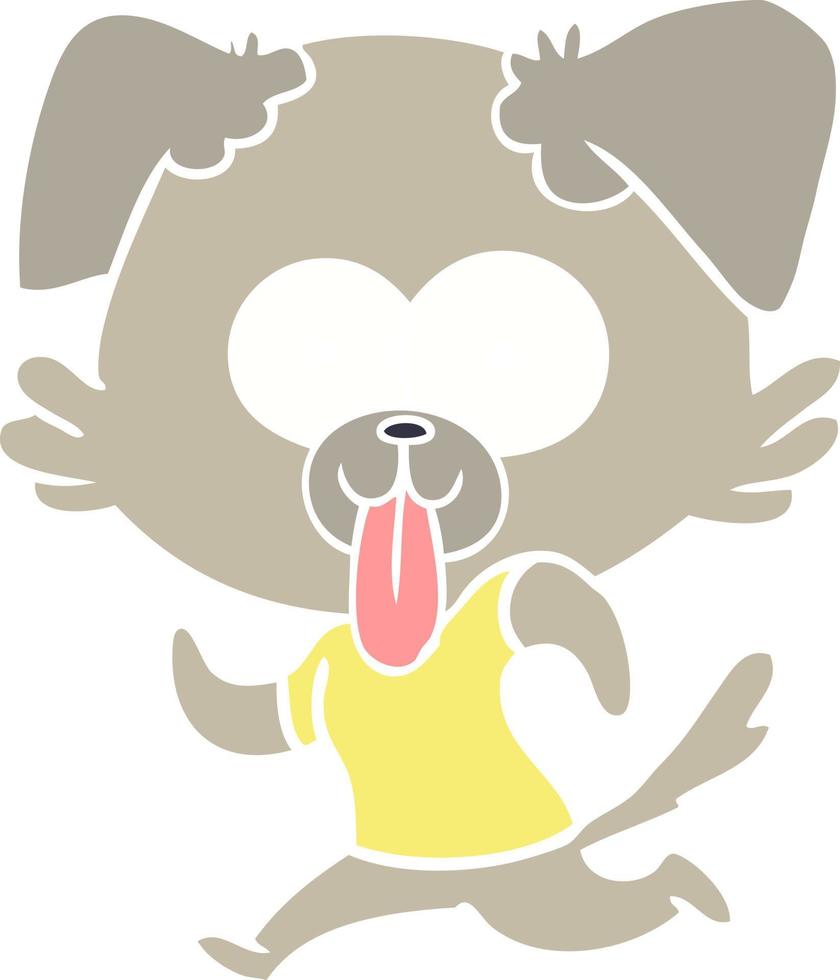 flat color style cartoon dog with tongue sticking out vector
