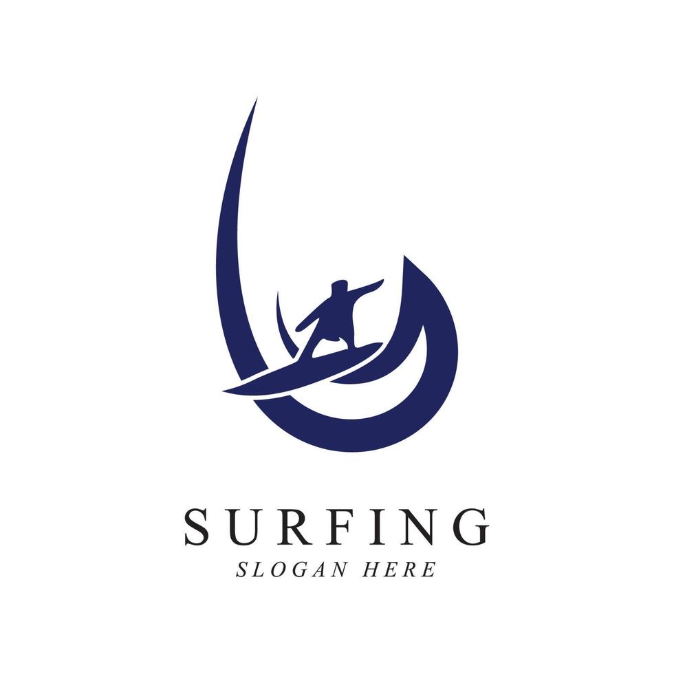 surfing logo vector template design