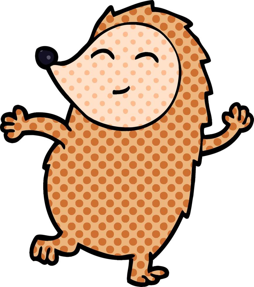 cartoon doodle happy hedgehog vector