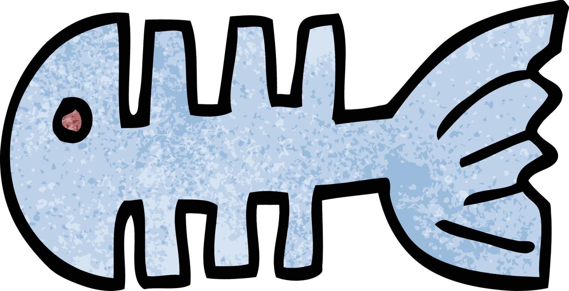 cartoon doodle fish bones vector