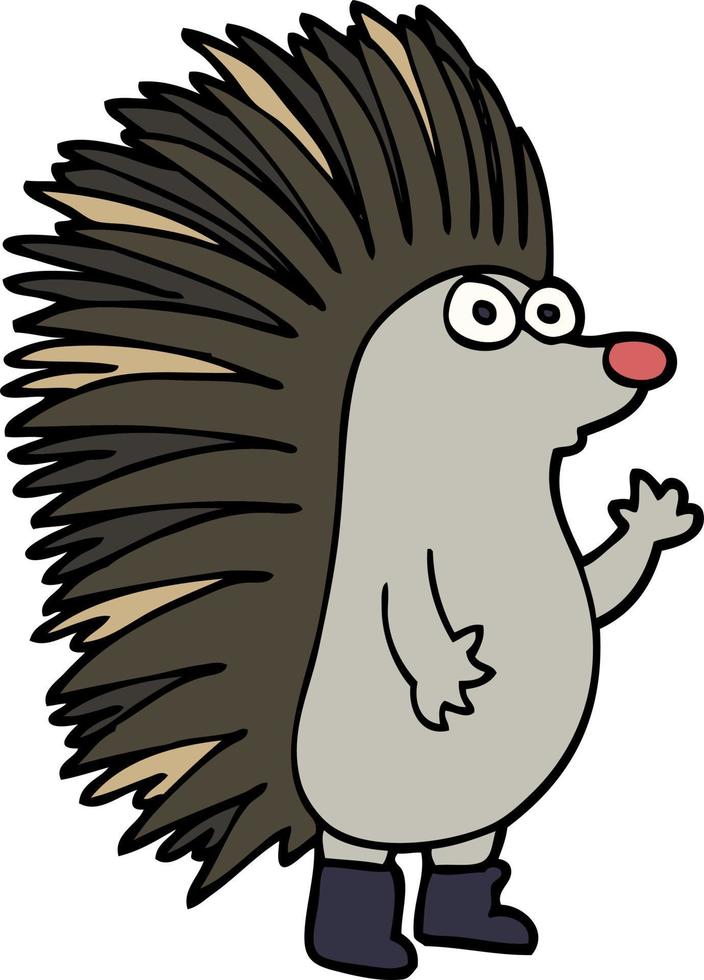 cartoon doodle spiky hedgehog vector