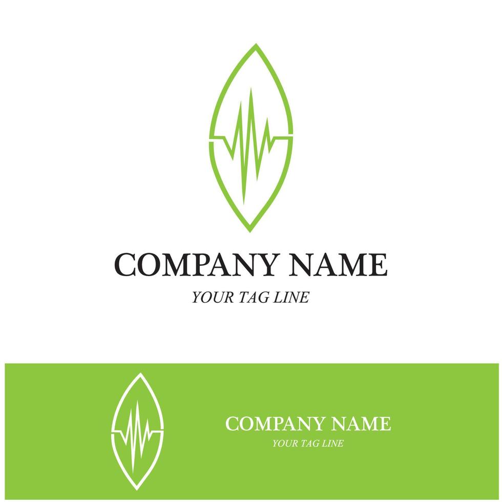 leaf logo and vector template line art style