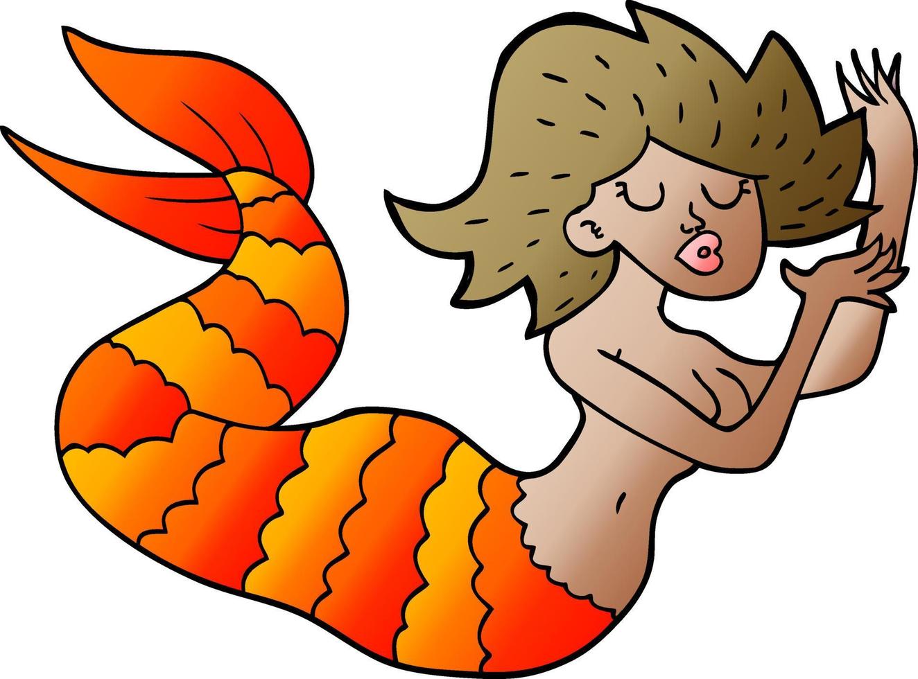 cartoon doodle woman mermaid vector