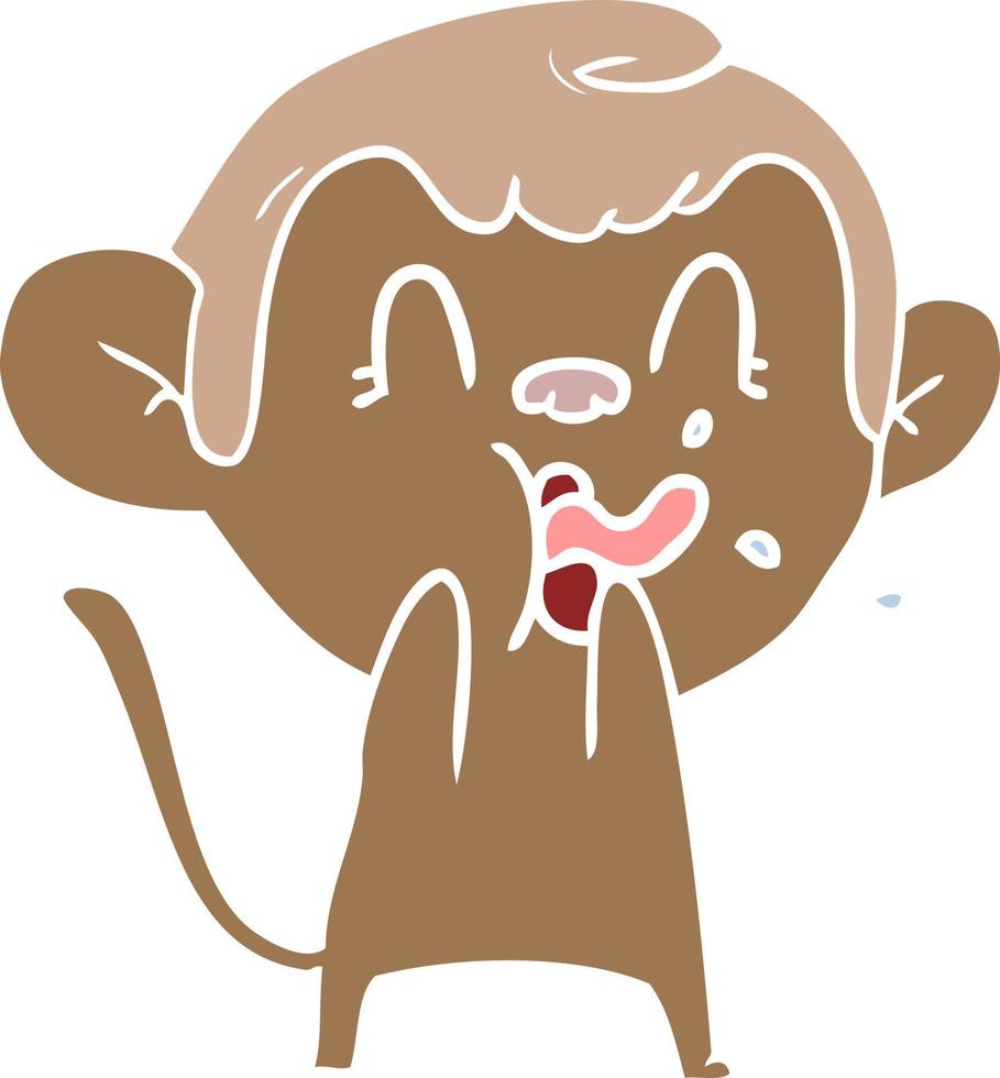 crazy flat color style cartoon monkey vector