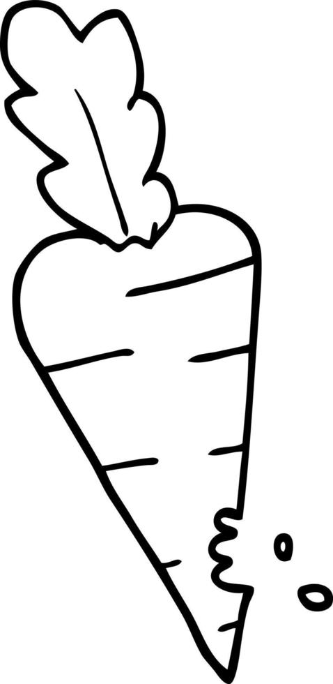 line drawing cartoon carrot with bite marks vector
