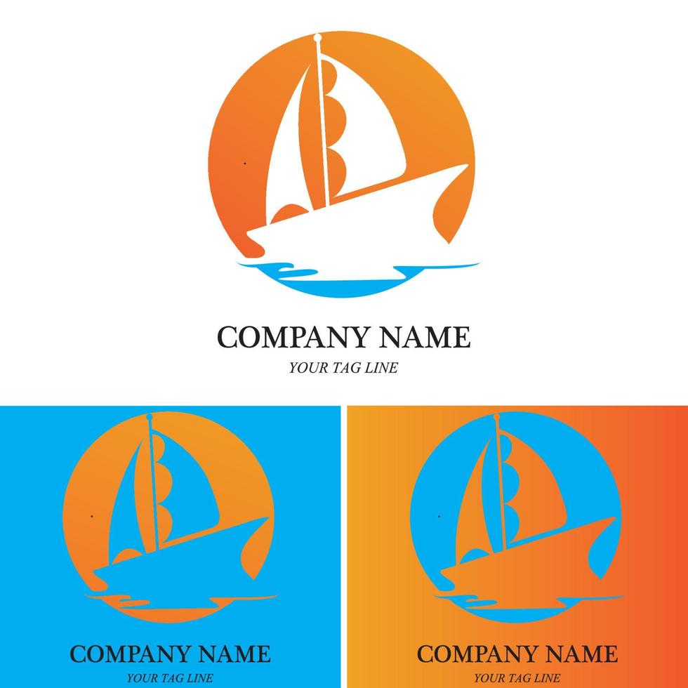 sailing boat logo and symbol vector