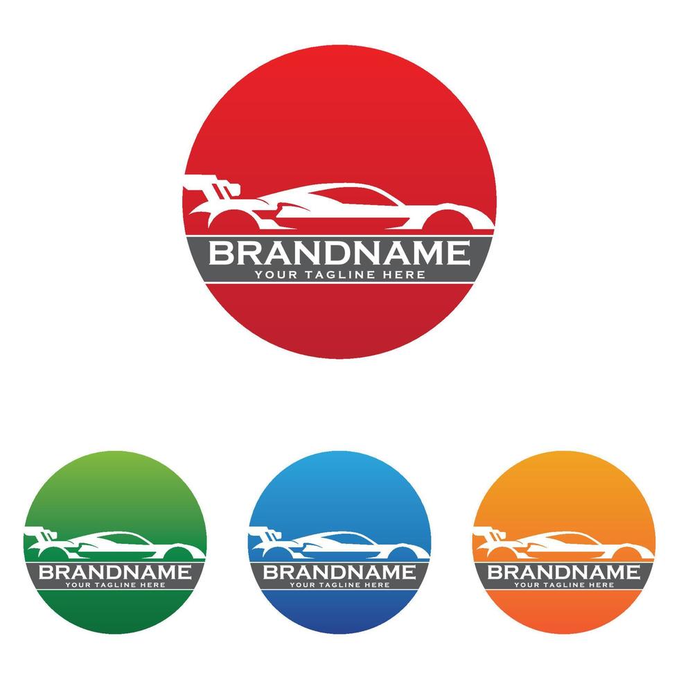 set of creative racing car logo with slogan template vector