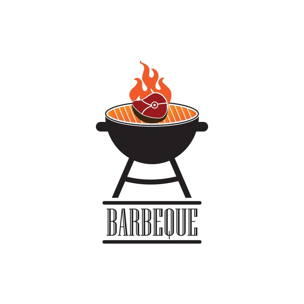 logotipo de barbacoa y vector de símbolo