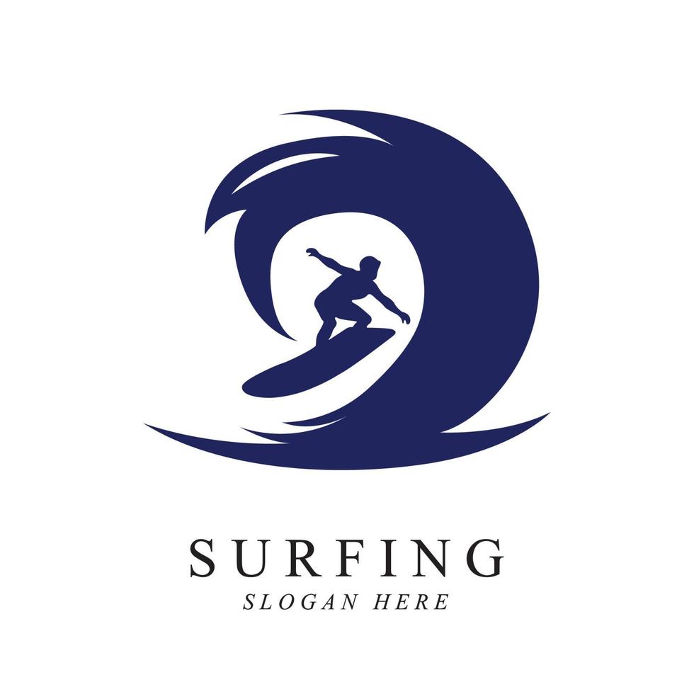 surfing logo vector template design