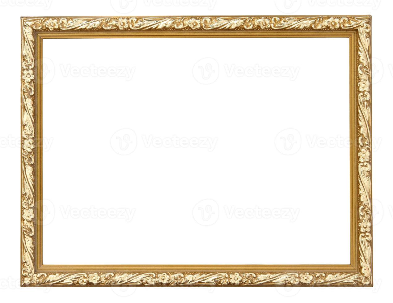 Gold picture frame isolated on white background photo