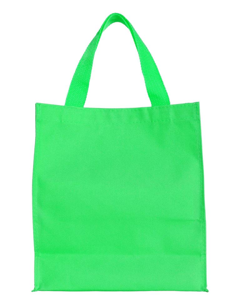 green canvas shopping bag isolated on white background with clipping path photo
