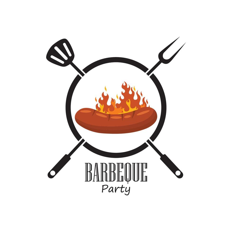 logotipo de barbacoa y vector de símbolo