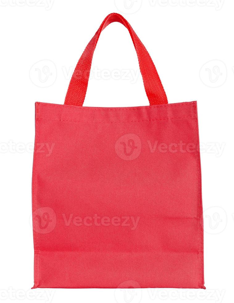 red canvas shopping bag isolated on white background with clipping path photo