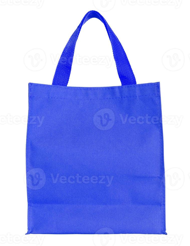 blue canvas shopping bag isolated on white background with clipping path photo