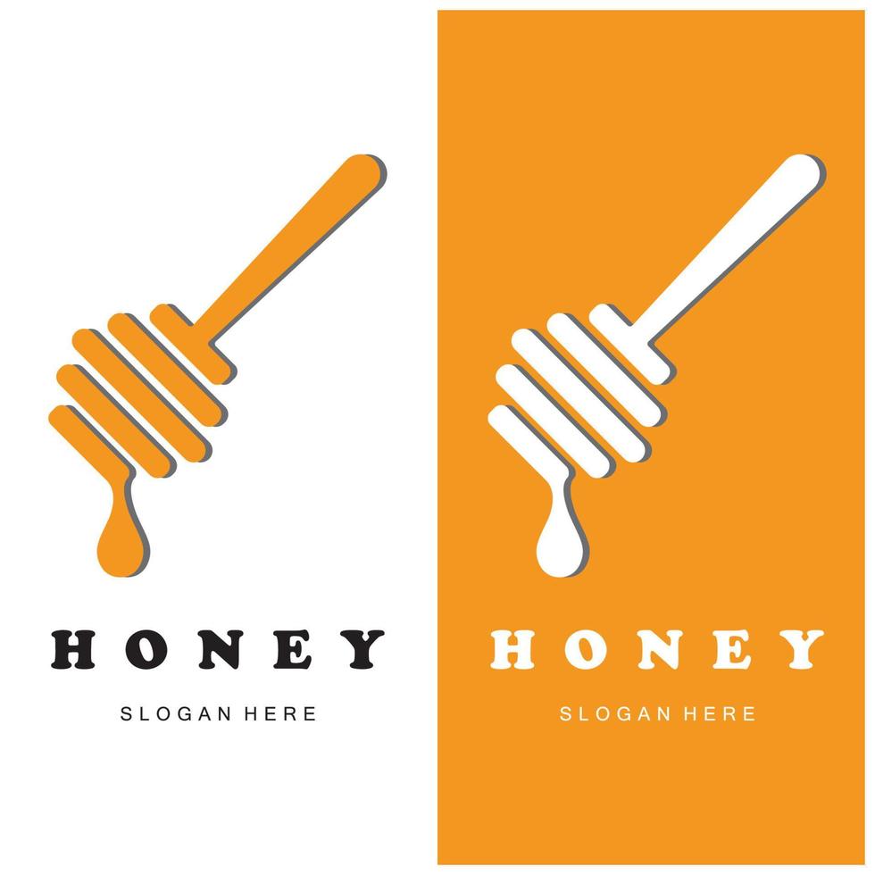 set of creative honey logo with slogan template vector