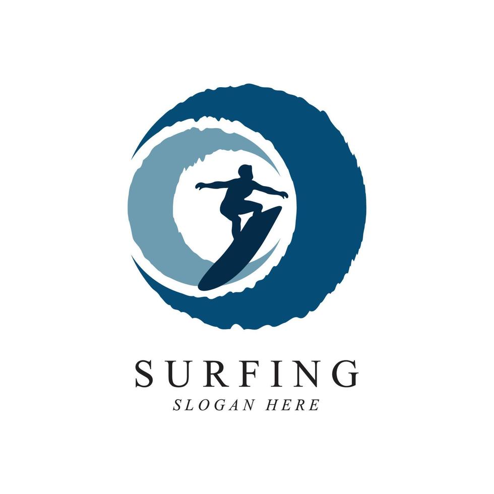 surfing logo vector template design