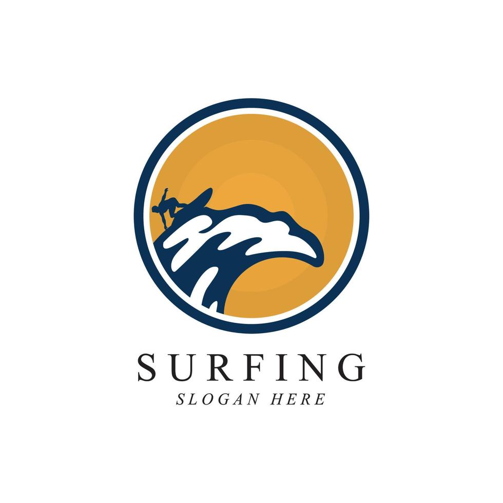 surfing logo vector template design