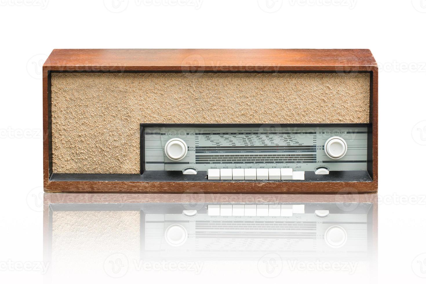 Vintage radio on the white photo