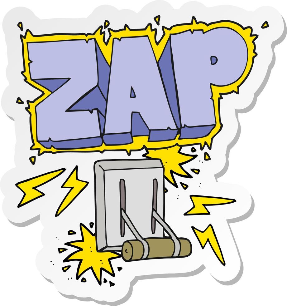 sticker of a cartoon electrical switch zapping vector