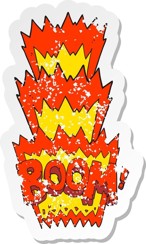 retro distressed sticker of a cartoon boom symbol vector