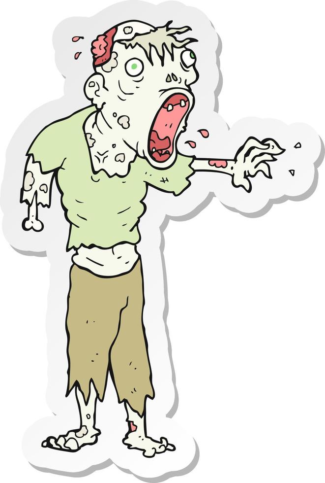 sticker of a cartoon zombie vector