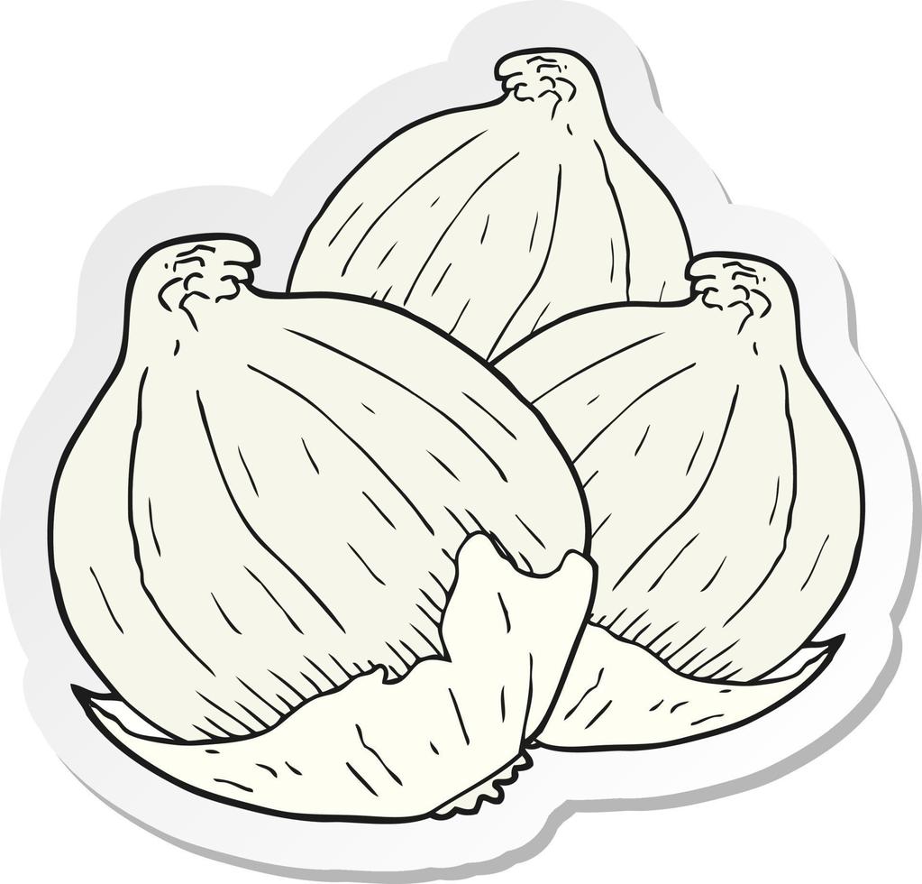 sticker of a cartoon onions vector