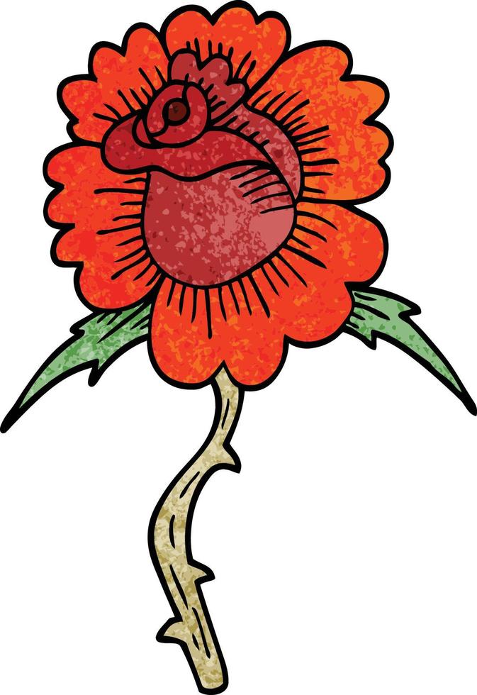 cartoon doodle rose tattoo symbol vector