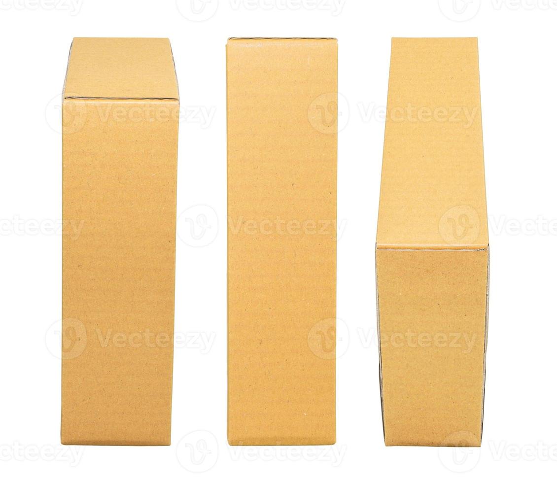 Closed Brown cardboard box isolated on white photo