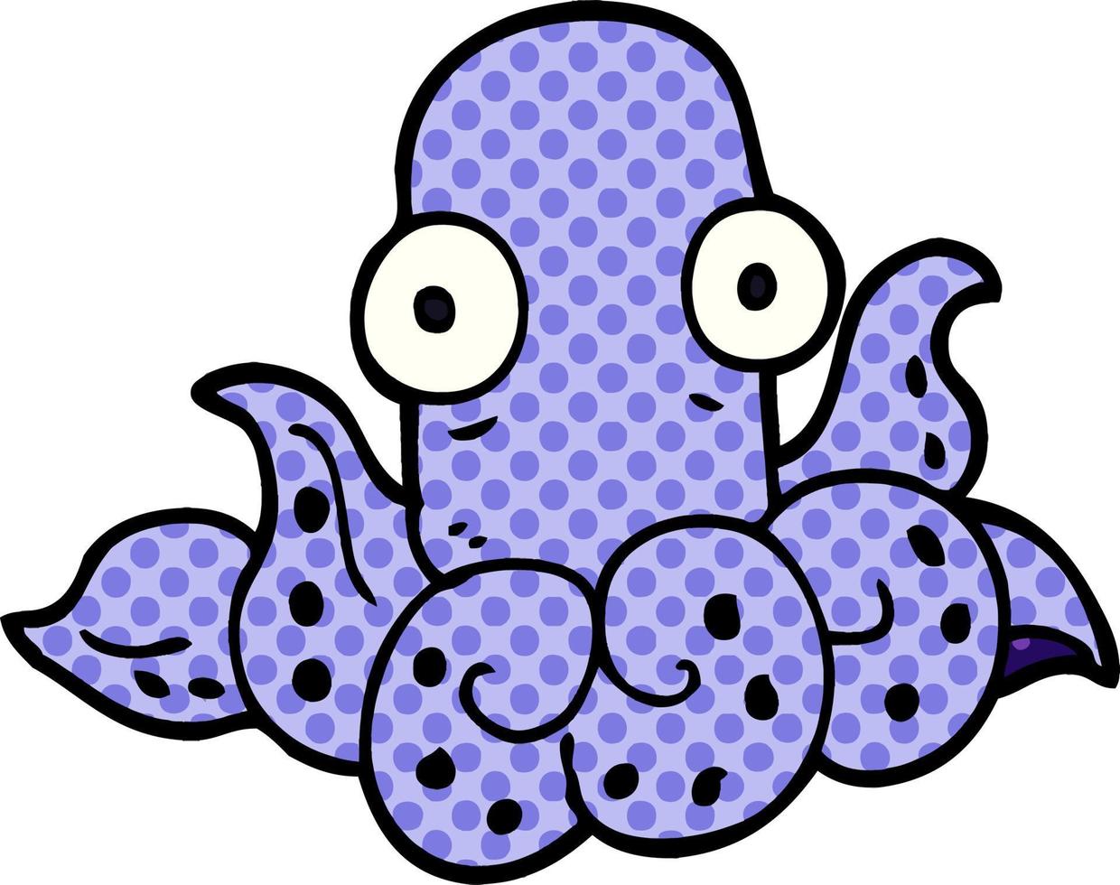 cartoon doodle funny octopus vector