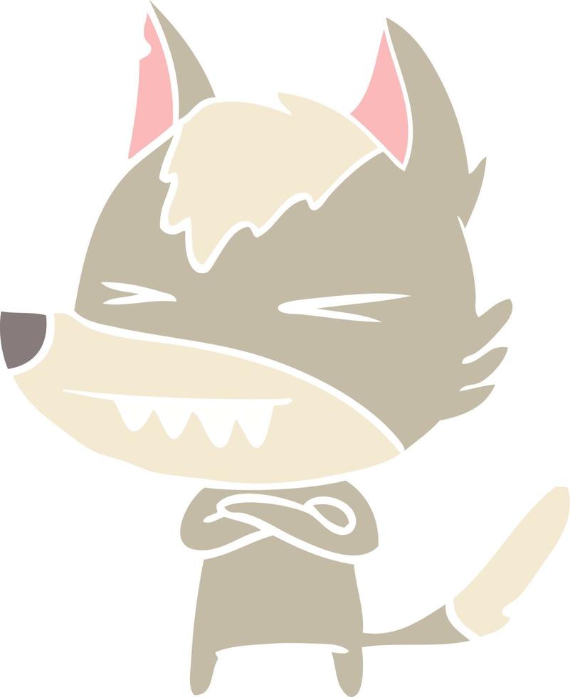 angry wolf flat color style cartoon vector
