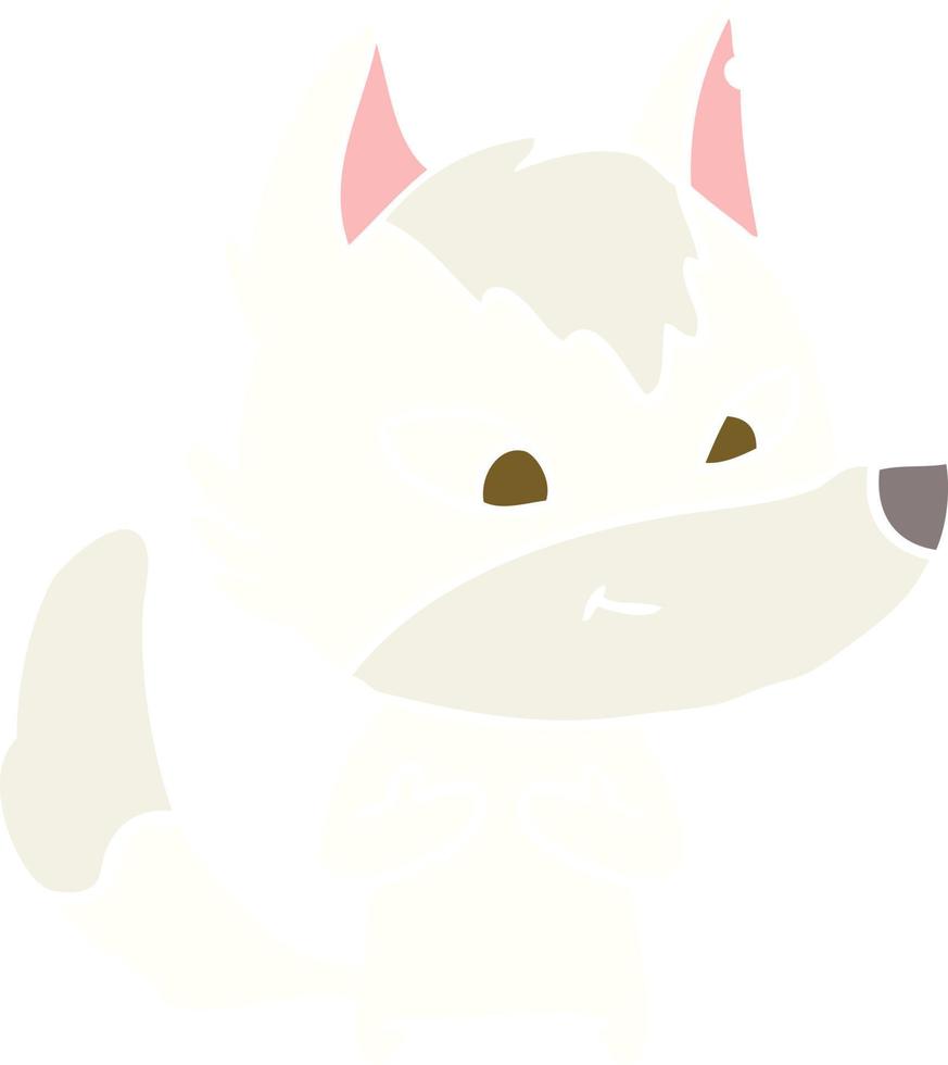 lobo de dibujos animados de estilo de color plano amigable vector