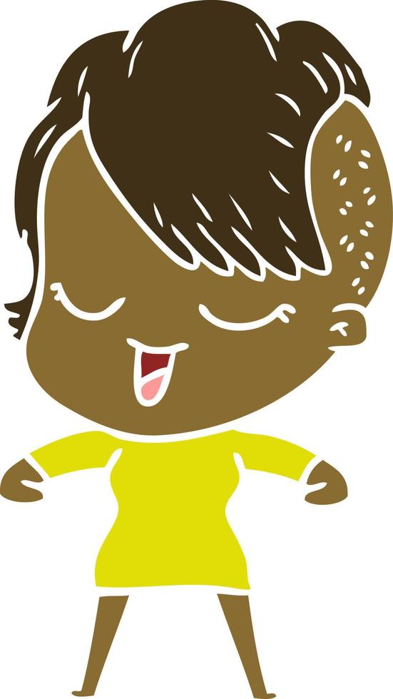 happy flat color style cartoon girl vector