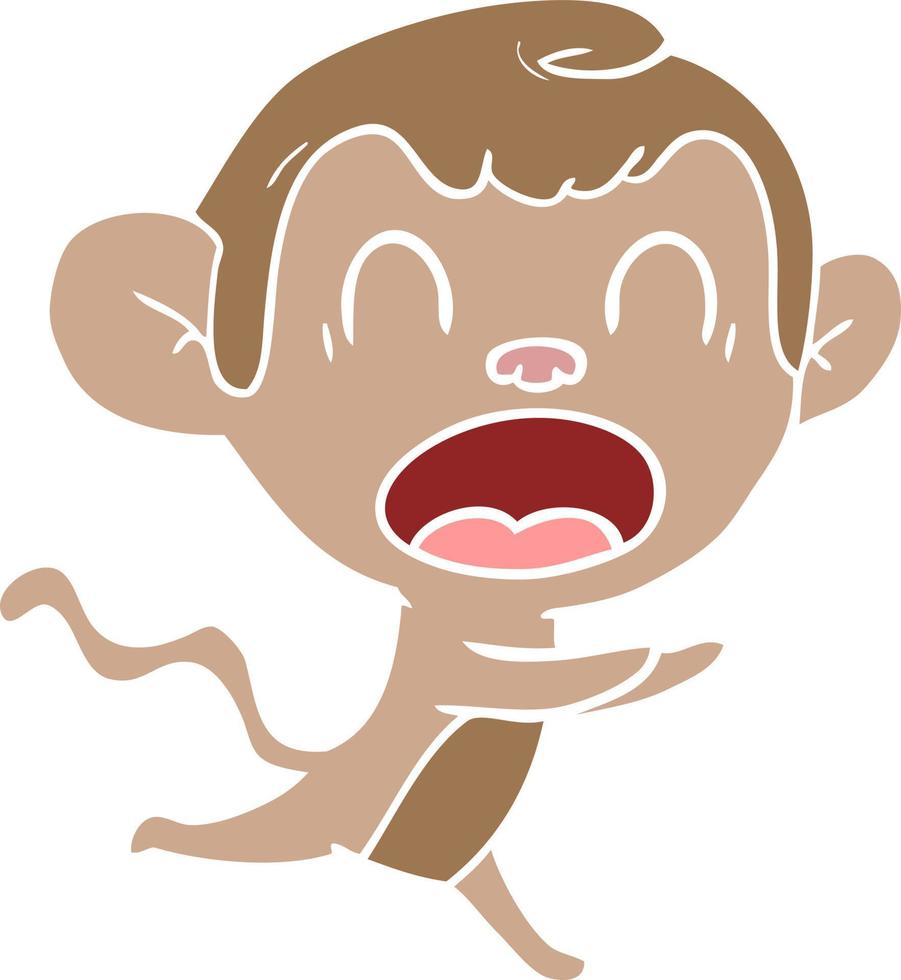 shouting flat color style cartoon monkey vector