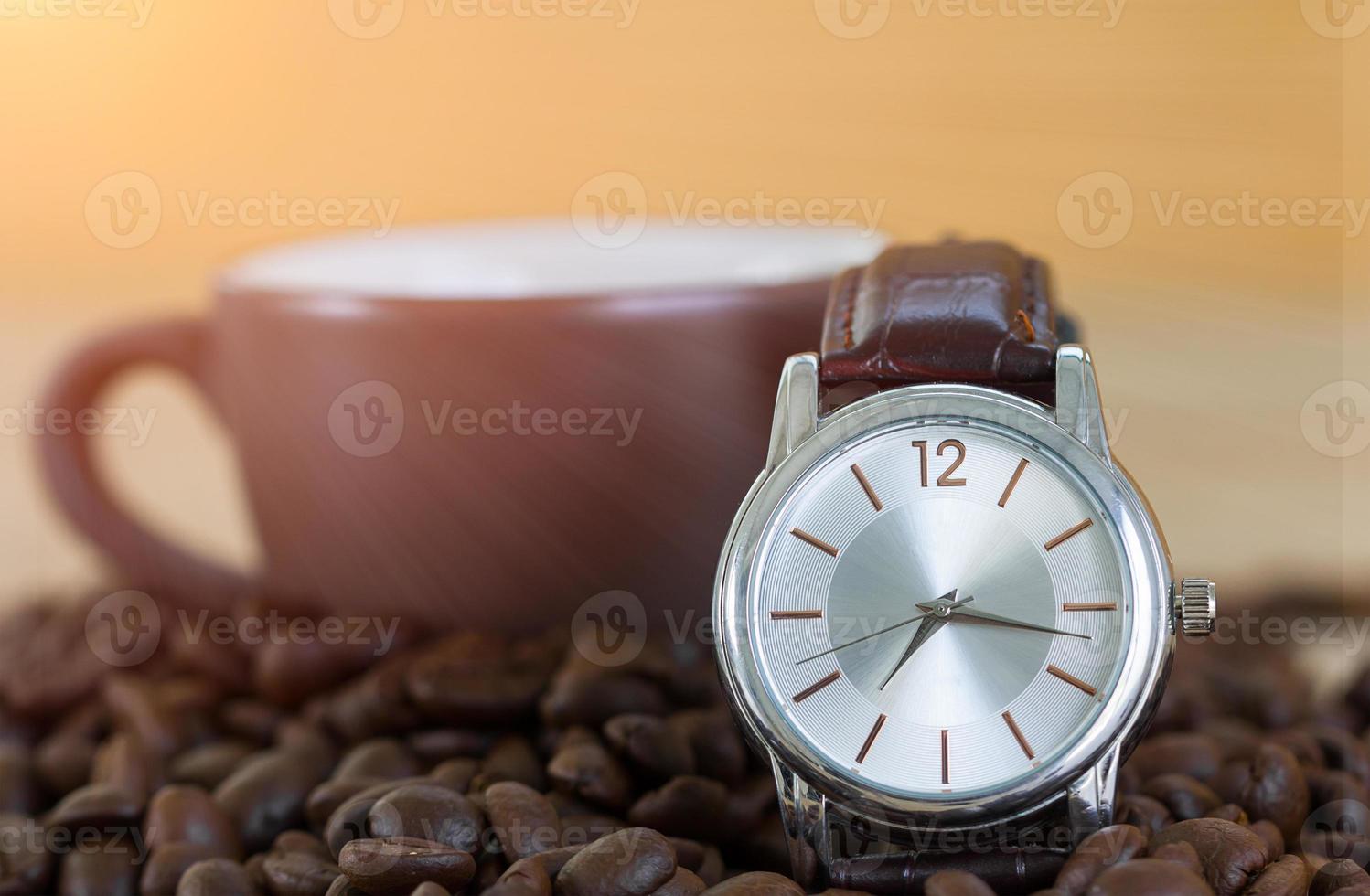 Coffee time concept ,Coffee beans and coffee cup photo