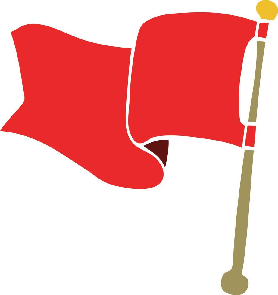 cartoon doodle red flag vector