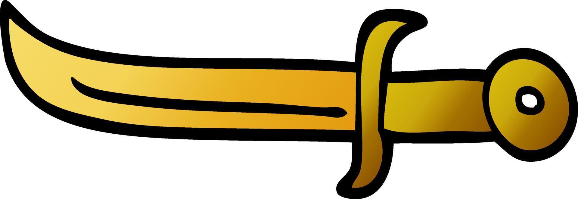 cartoon doodle golden dagger vector