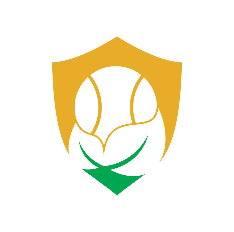 diseño de logotipo de vector de hoja de tenis. juego y símbolo o icono ecológico. plantilla única de diseño de logotipo de bola y orgánico.