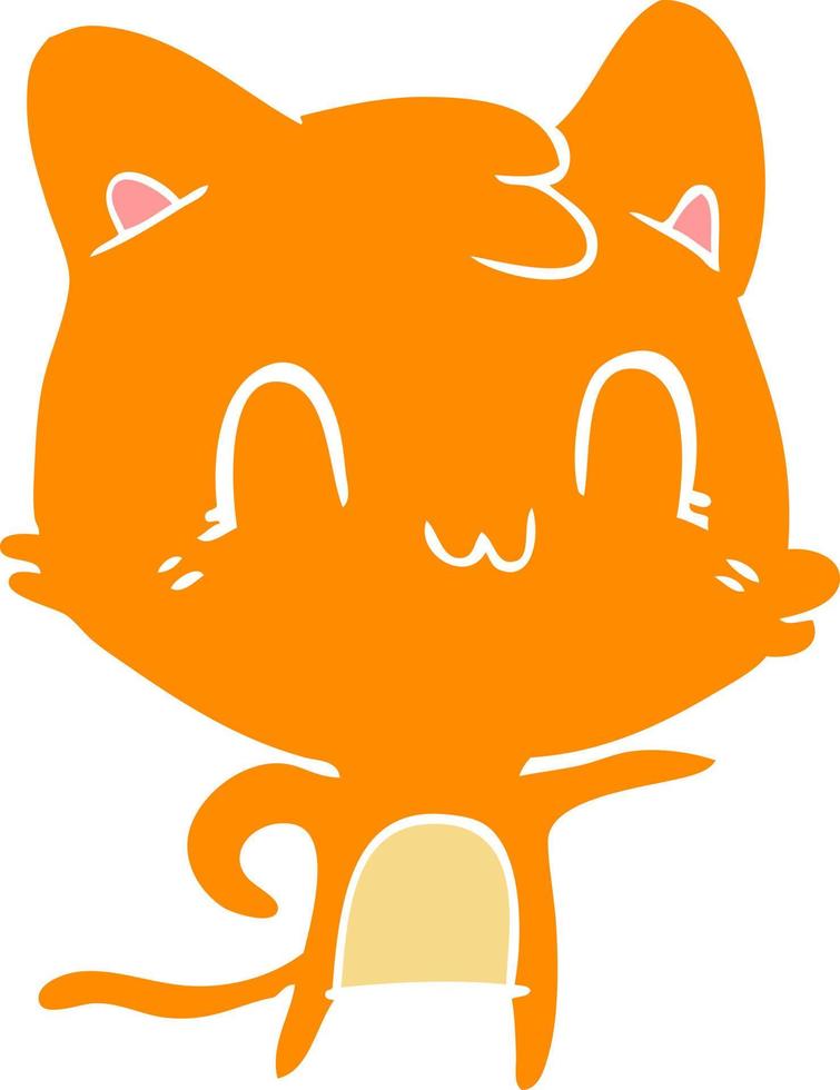 flat color style cartoon happy cat pointing vector