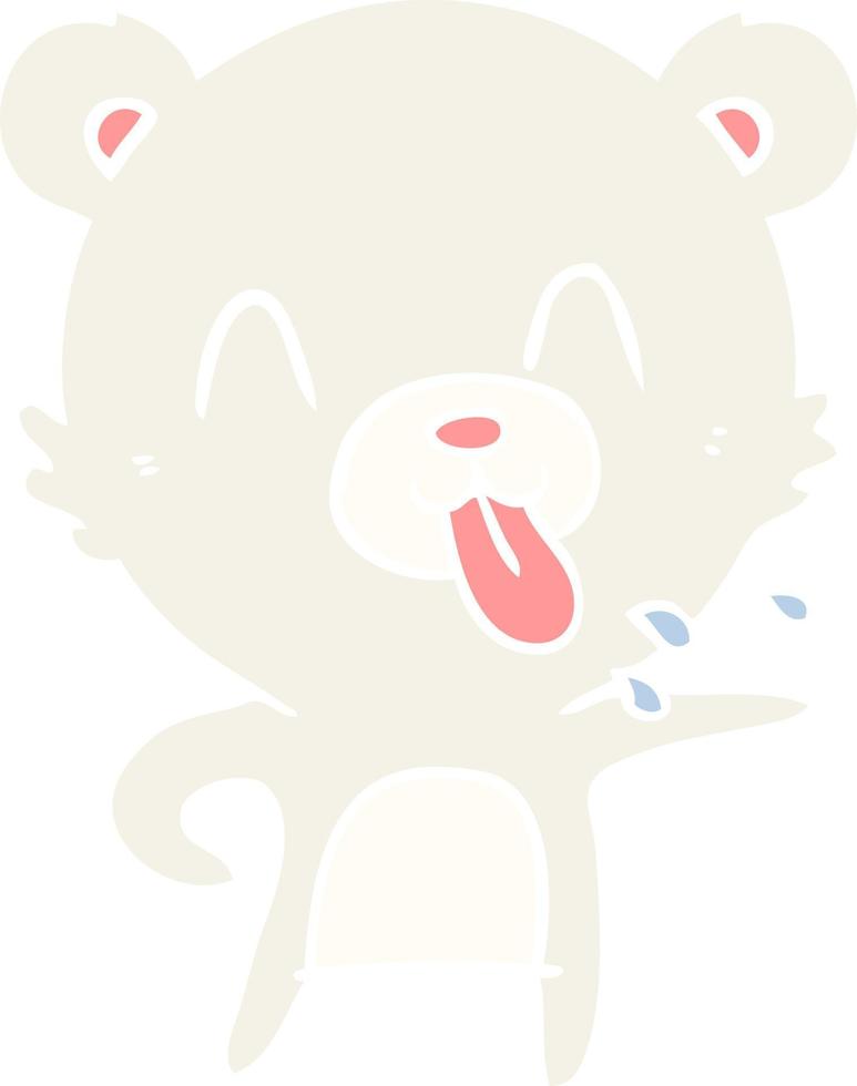 oso polar de dibujos animados de estilo de color plano grosero sacando la lengua vector
