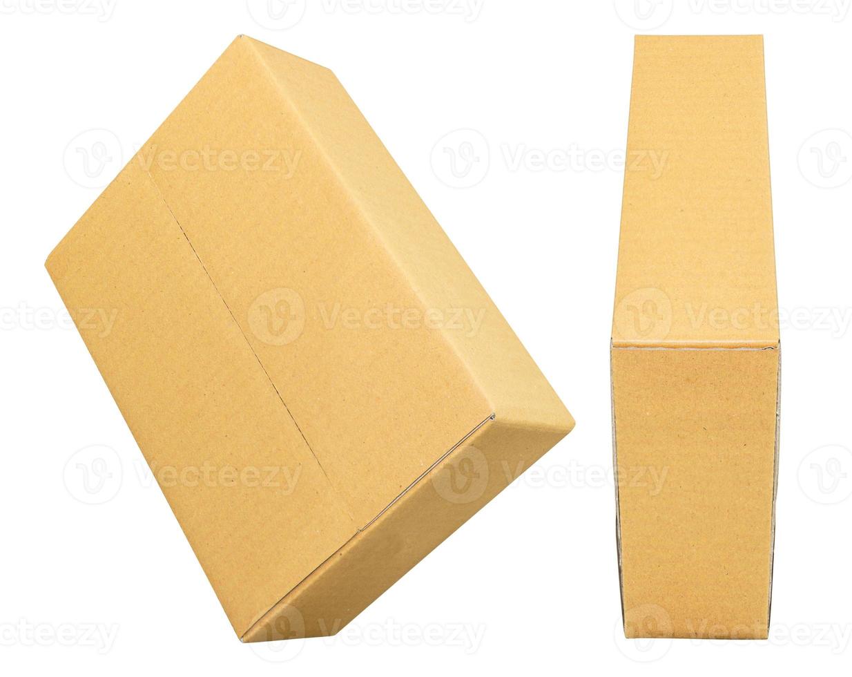Closed Brown cardboard box isolated on white photo