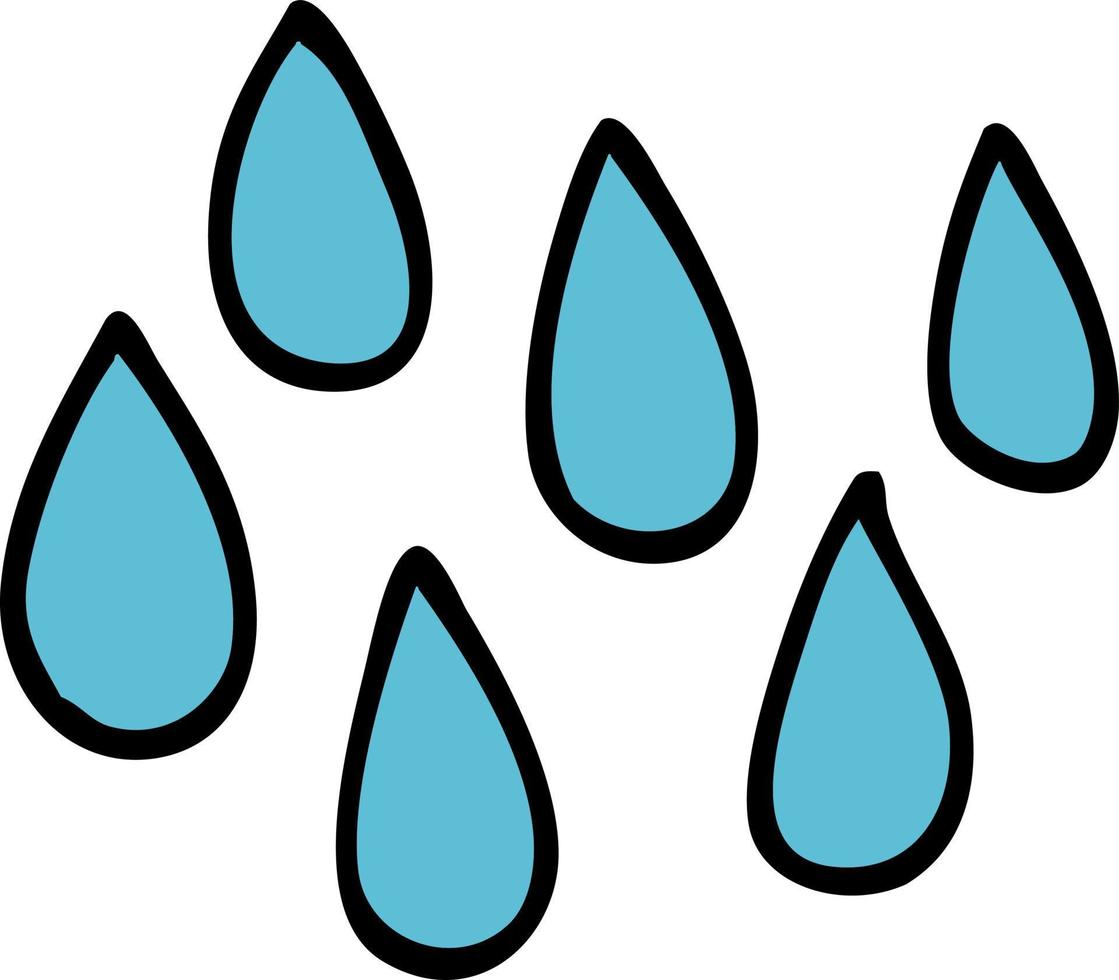gotas de lluvia de doodle de dibujos animados vector